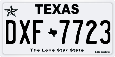 TX license plate DXF7723