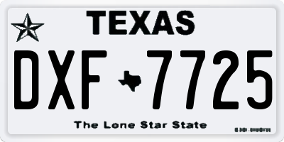 TX license plate DXF7725
