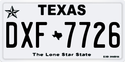 TX license plate DXF7726