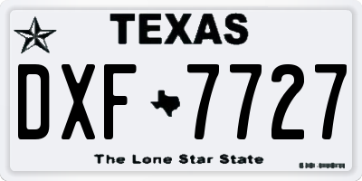 TX license plate DXF7727