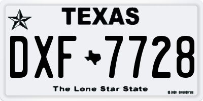 TX license plate DXF7728