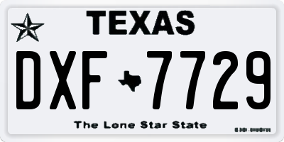 TX license plate DXF7729