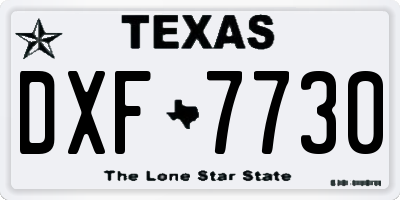 TX license plate DXF7730