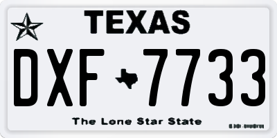 TX license plate DXF7733