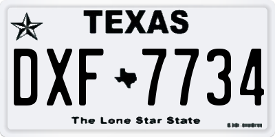 TX license plate DXF7734