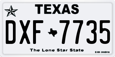 TX license plate DXF7735