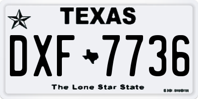 TX license plate DXF7736