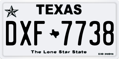 TX license plate DXF7738