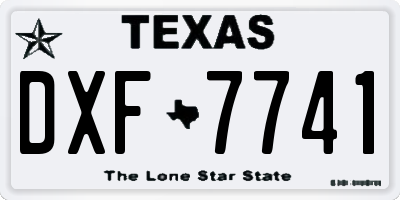 TX license plate DXF7741