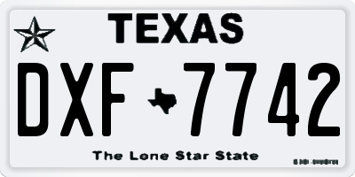 TX license plate DXF7742
