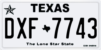 TX license plate DXF7743