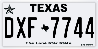 TX license plate DXF7744