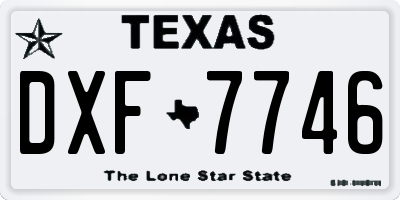 TX license plate DXF7746