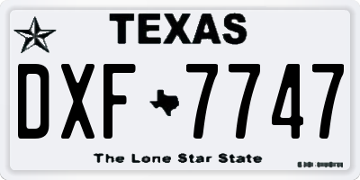 TX license plate DXF7747
