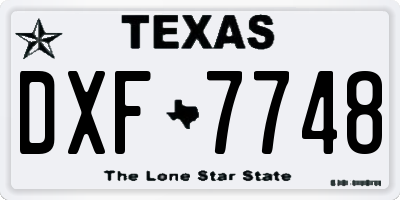 TX license plate DXF7748