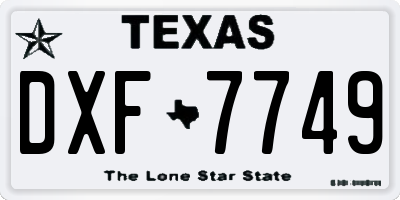 TX license plate DXF7749