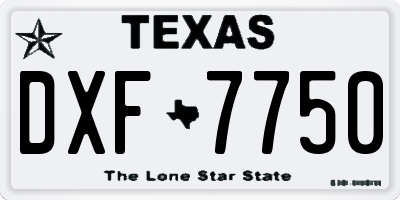 TX license plate DXF7750