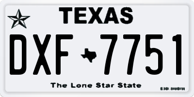 TX license plate DXF7751