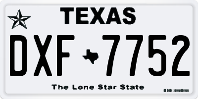 TX license plate DXF7752