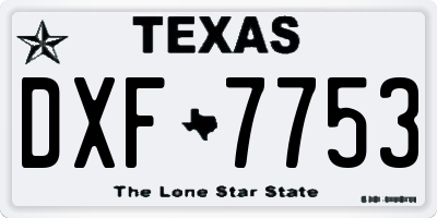 TX license plate DXF7753