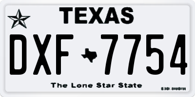 TX license plate DXF7754