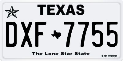 TX license plate DXF7755