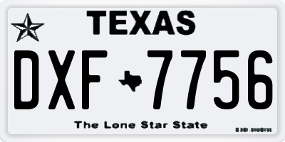 TX license plate DXF7756