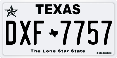 TX license plate DXF7757