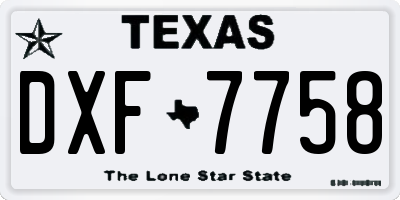 TX license plate DXF7758