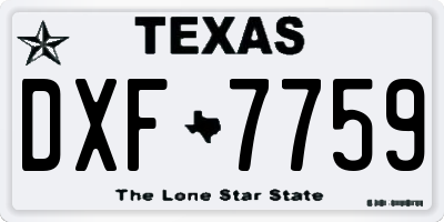 TX license plate DXF7759