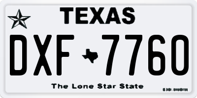 TX license plate DXF7760