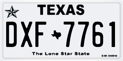 TX license plate DXF7761