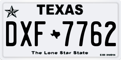 TX license plate DXF7762