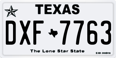 TX license plate DXF7763