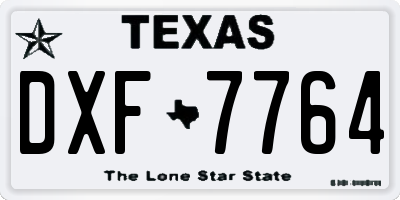 TX license plate DXF7764