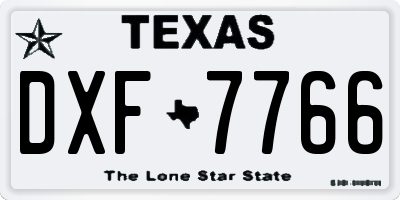 TX license plate DXF7766