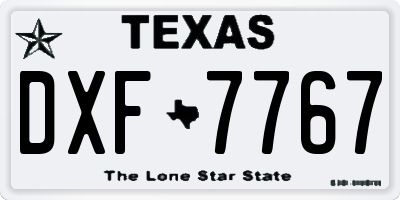 TX license plate DXF7767