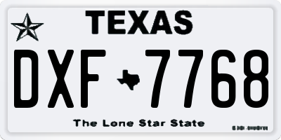 TX license plate DXF7768