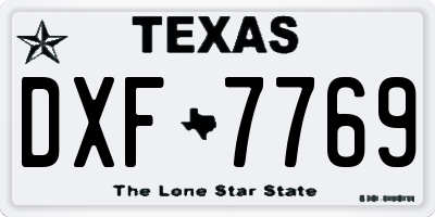 TX license plate DXF7769