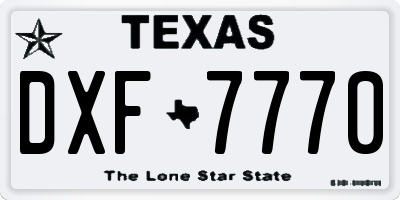 TX license plate DXF7770