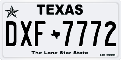 TX license plate DXF7772