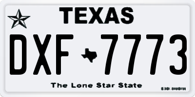 TX license plate DXF7773