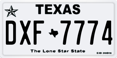 TX license plate DXF7774
