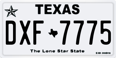 TX license plate DXF7775