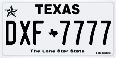 TX license plate DXF7777