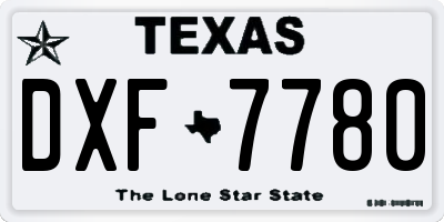 TX license plate DXF7780
