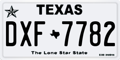 TX license plate DXF7782