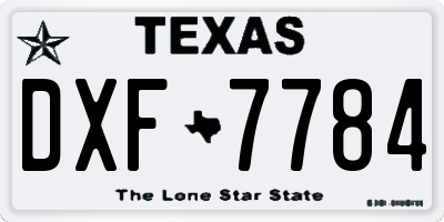 TX license plate DXF7784