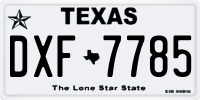 TX license plate DXF7785
