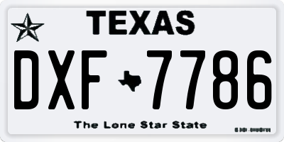 TX license plate DXF7786
